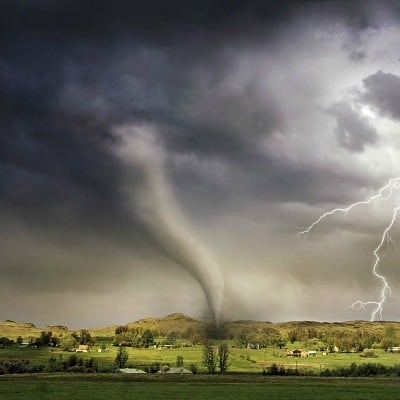 a tornado touching down