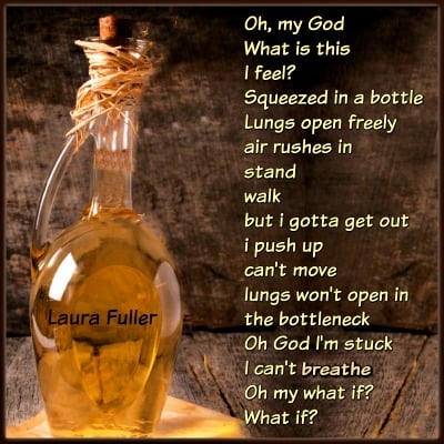 a bottle with yellow liquid in it with a poem written on it about the lessons learned from life-stuck in a bottle