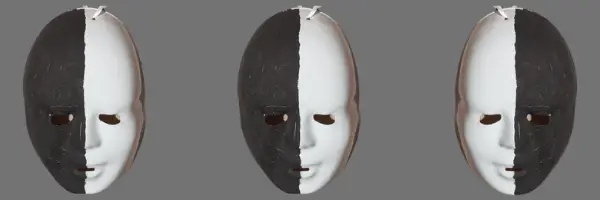 3 black and white masks