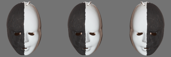 3 black and white masks