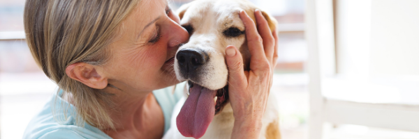 lady loving dog